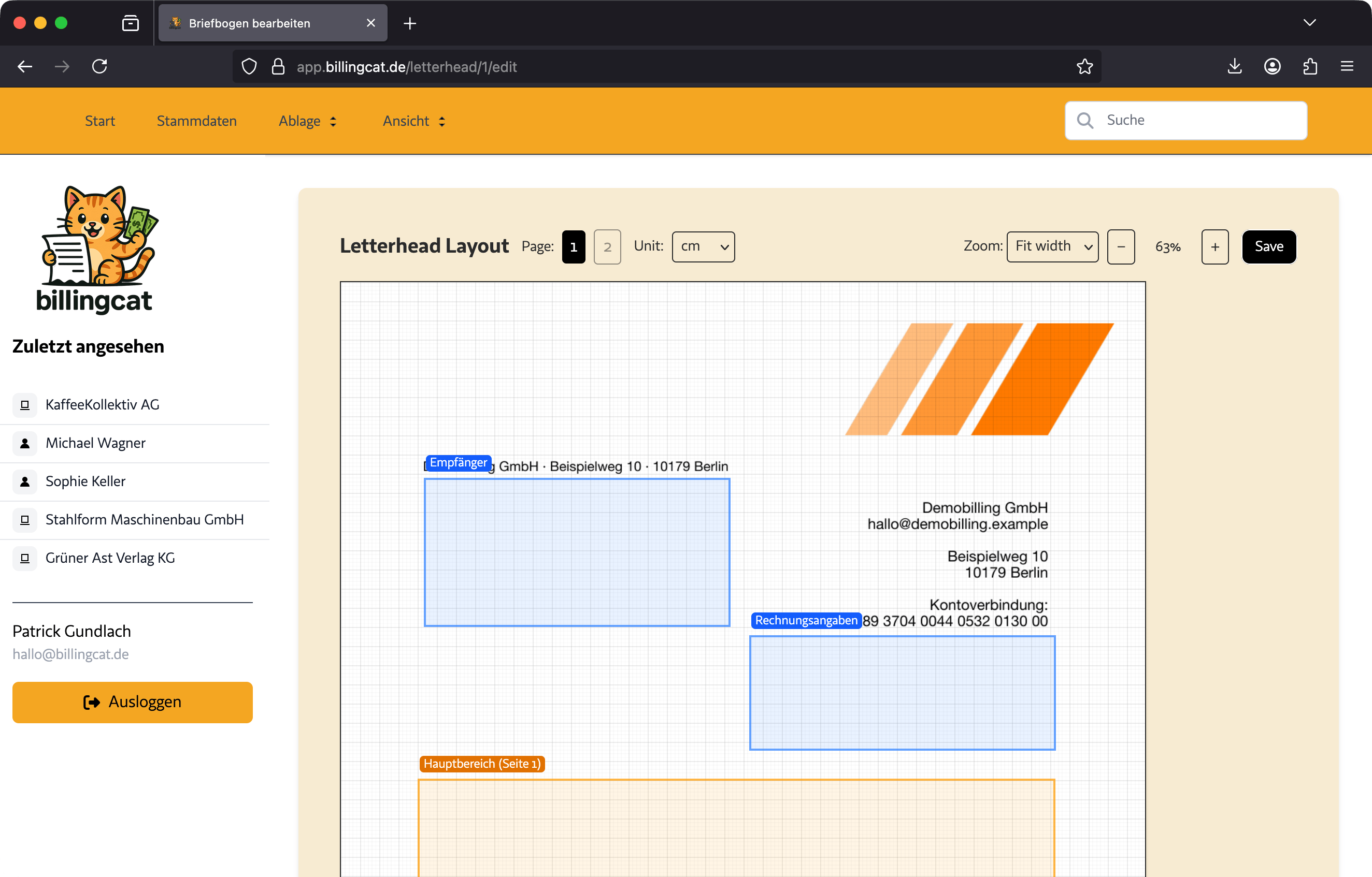 Screenshot der Einstellungen